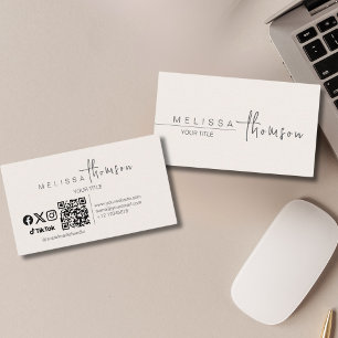 Modernes, einfaches Minimalistisch Schwarz und Wei Visitenkarte