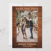 Modernes einfaches Minimalistisches Foto aus Holz Save The Date (Vorderseite)