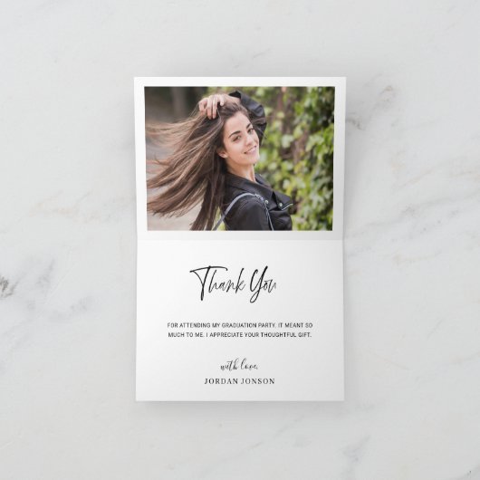 Modernes, einfaches Minimalistisches FOTO mit Gold Dankeskarte (Innenseite)
