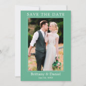 Modernes, einfaches Minimalistisches Foto Neo Mint Save The Date (Vorderseite)