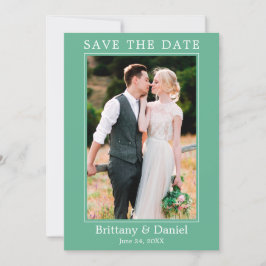 Modernes, einfaches Minimalistisches Foto Neo Mint Save The Date