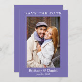 Modernes einfaches Minimalistisches Foto Periwinkl Save The Date (Vorne/Hinten)