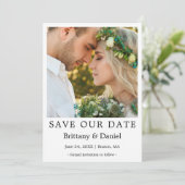 Modernes, einfaches Minimalistisches Foto Rette un Save The Date (Stehend Vorderseite)