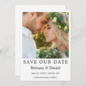 Modernes, einfaches Minimalistisches Foto Rette un Save The Date (Vorne/Hinten)