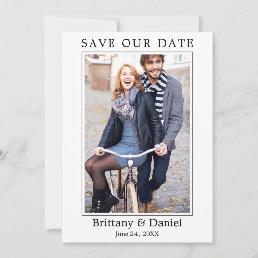 Modernes, einfaches Minimalistisches Foto Rette un Save The Date (Vorderseite)