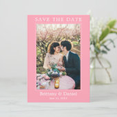 Modernes, einfaches Minimalistisches Foto Rosa Save The Date (Stehend Vorderseite)