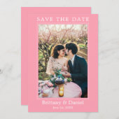 Modernes, einfaches Minimalistisches Foto Rosa Save The Date (Vorne/Hinten)