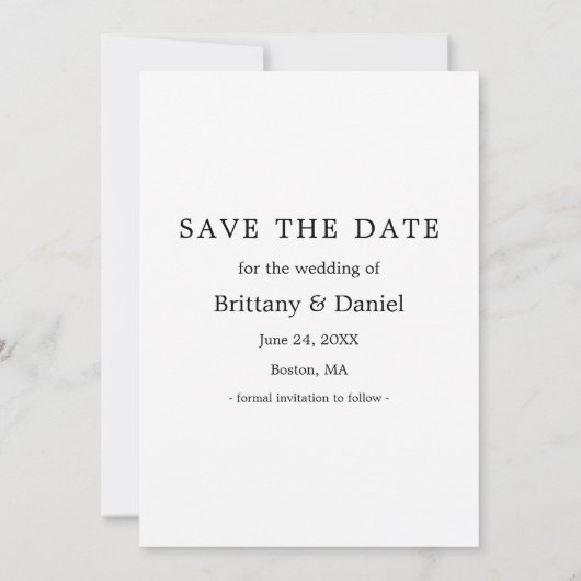 Modernes, einfaches Minimalistisches Foto Save The Date (Rückseite)
