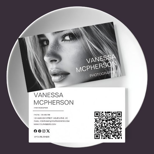 Modernes, einfaches Minimalistisches Foto Visitenkarte