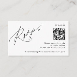 Modernes, einfaches Minimalistisches QR Code Weddi Begleitkarte