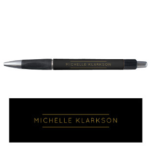 Modernes einfaches minimalistisches Schwarz-Gold-M Kugelschreiber