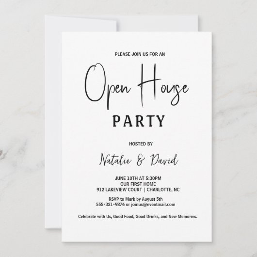 Modernes, einfaches, Minimalistisches Schwarz-Weiß Einladung (Vorderseite)