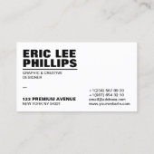 Modernes, einfaches Minimalistisches Weiß Beruflic Visitenkarte (Rückseite)