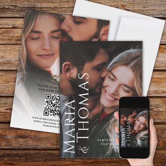 Modernes, einfaches Minimalistisches Zwei-Foto-Ele Save The Date