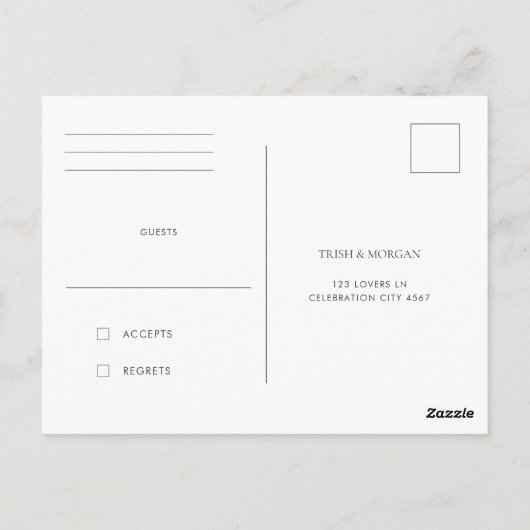 Modernes einfaches Monogram Sand Mix Match Wedding Postkarte (Rückseite)