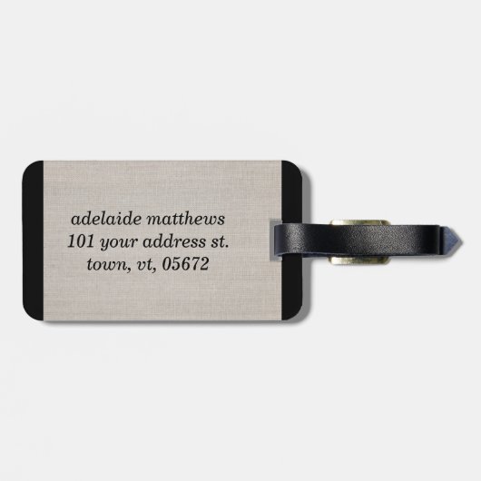 Modernes, einfaches Monogramm, Anfangsbeige Gepäckanhänger (Rückseite horizontal)