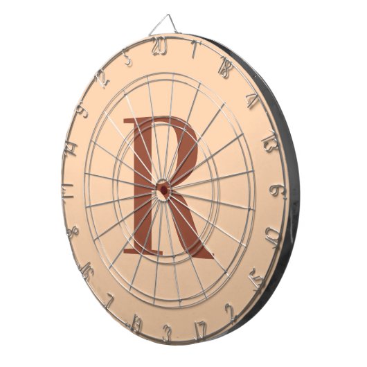Modernes einfaches Monogramm Beige Brown Dartscheibe (Vorderseite rechts)