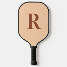 Modernes einfaches Monogramm Beige Brown Pickleball Schläger