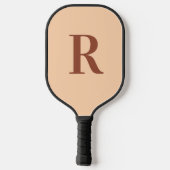 Modernes einfaches Monogramm Beige Brown Pickleball Schläger (Rückseite)