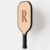 Modernes einfaches Monogramm Beige Brown Pickleball Schläger (Links)