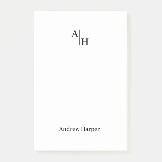 Modernes einfaches Monogramm, erstes Notepad Post-it Klebezettel (Vorderseite)