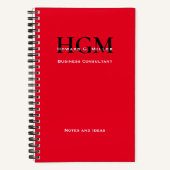 Modernes, einfaches Monogramm-Logo, rot, schwarz Notizblock (Vorderseite)