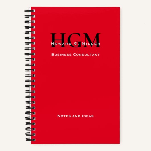 Modernes, einfaches Monogramm-Logo, rot, schwarz Notizblock (Vorderseite)