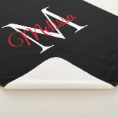Modernes, einfaches Monogramm schwarz rot Sherpadecke (3/4)