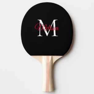 Modernes, einfaches Monogramm schwarz rot Tischtennis Schläger