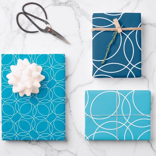 Modernes einfaches Muster in Blau Geschenkpapier Set