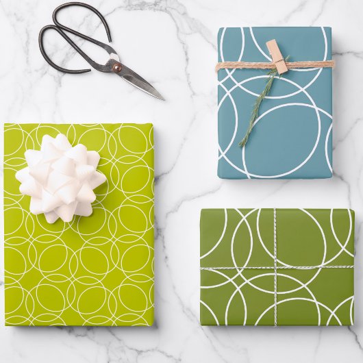 Modernes einfaches Muster in Grün Geschenkpapier Set