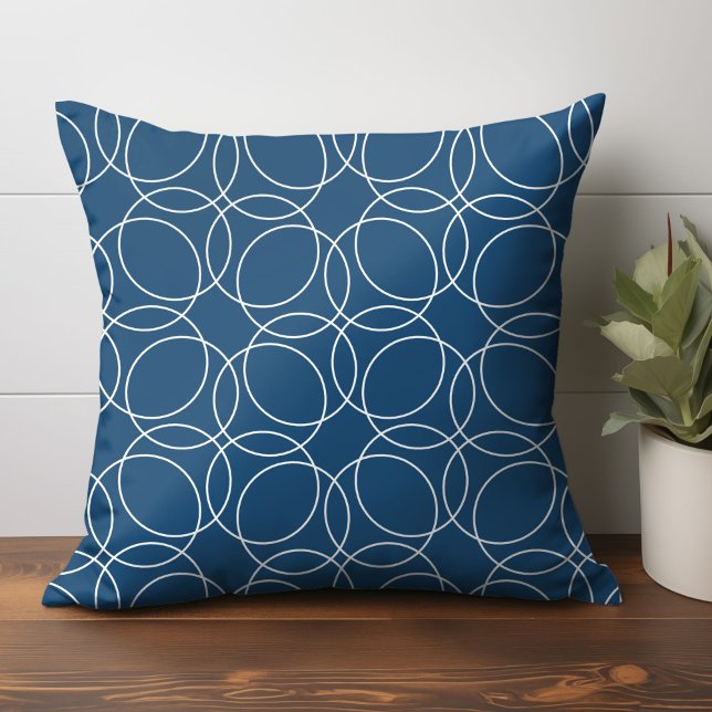 Modernes, einfaches Muster Kissen (circle pattern throw pillow in dark blue)