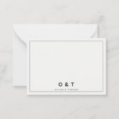 Modernes einfaches Nautic Navy Blue Couple Monogra Mitteilungskarte (Vorderseite)