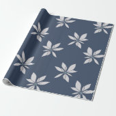 Modernes einfaches Navy Blue Floral Muster Geschenkpapier (Ungerollt)