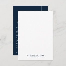 Modernes einfaches Navy Blue mit Foto Wedding Dankeskarte