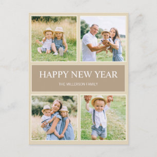 Modernes, einfaches New Year 4 Family Foto Postkarte