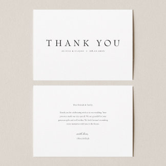 Modernes Einfaches No Foto Wedding W Note Dankeskarte