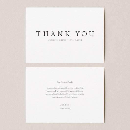 Modernes Einfaches No Foto Wedding W Note Dankeskarte