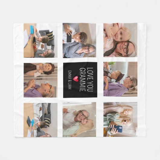 Modernes einfaches Oma Herz 8 Foto Collage Custom Fleecedecke (Vorderseite (Horizontal))