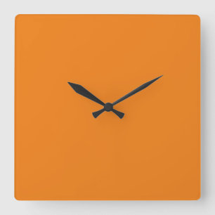 Modernes, einfaches Orange Quadratische Wanduhr