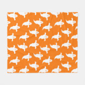 Modernes, einfaches Orange und weiße Geister Hallo Fleecedecke (Vorderseite (Horizontal))