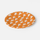 Modernes, einfaches Orange und weiße Geister Hallo Pappteller (Schrägansicht)
