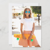 Modernes, einfaches Orange White Foto 16 . Geburts Einladung (Rückseite)