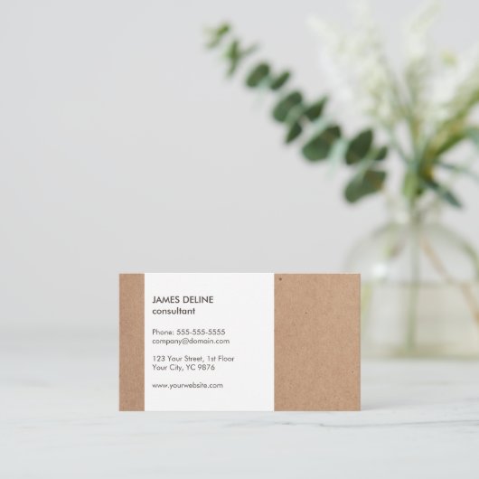 Modernes, einfaches Pappbrett White Consultant Visitenkarte (Stehend Vorderseite)