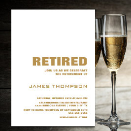 Modernes, einfaches Party für die Goldene Rente Einladung