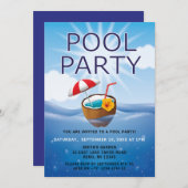 Modernes einfaches Pool-Party Einladung (Vorne/Hinten)