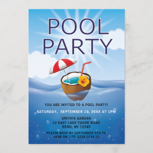 Modernes einfaches Pool-Party Einladung