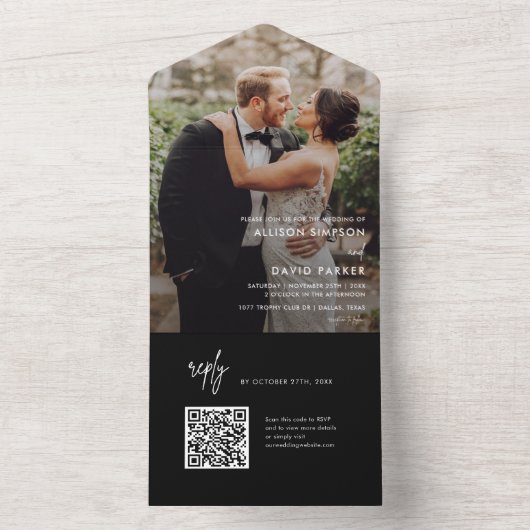 Modernes, einfaches QR-Hochzeitsstipendium All In One Einladung (Innen Boden)