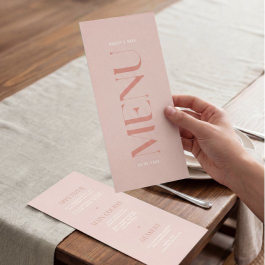 Modernes einfaches rosa Edge Wedding Menu Menükarte