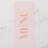 Modernes einfaches rosa Edge Wedding Menu Menükarte (Vorderseite)